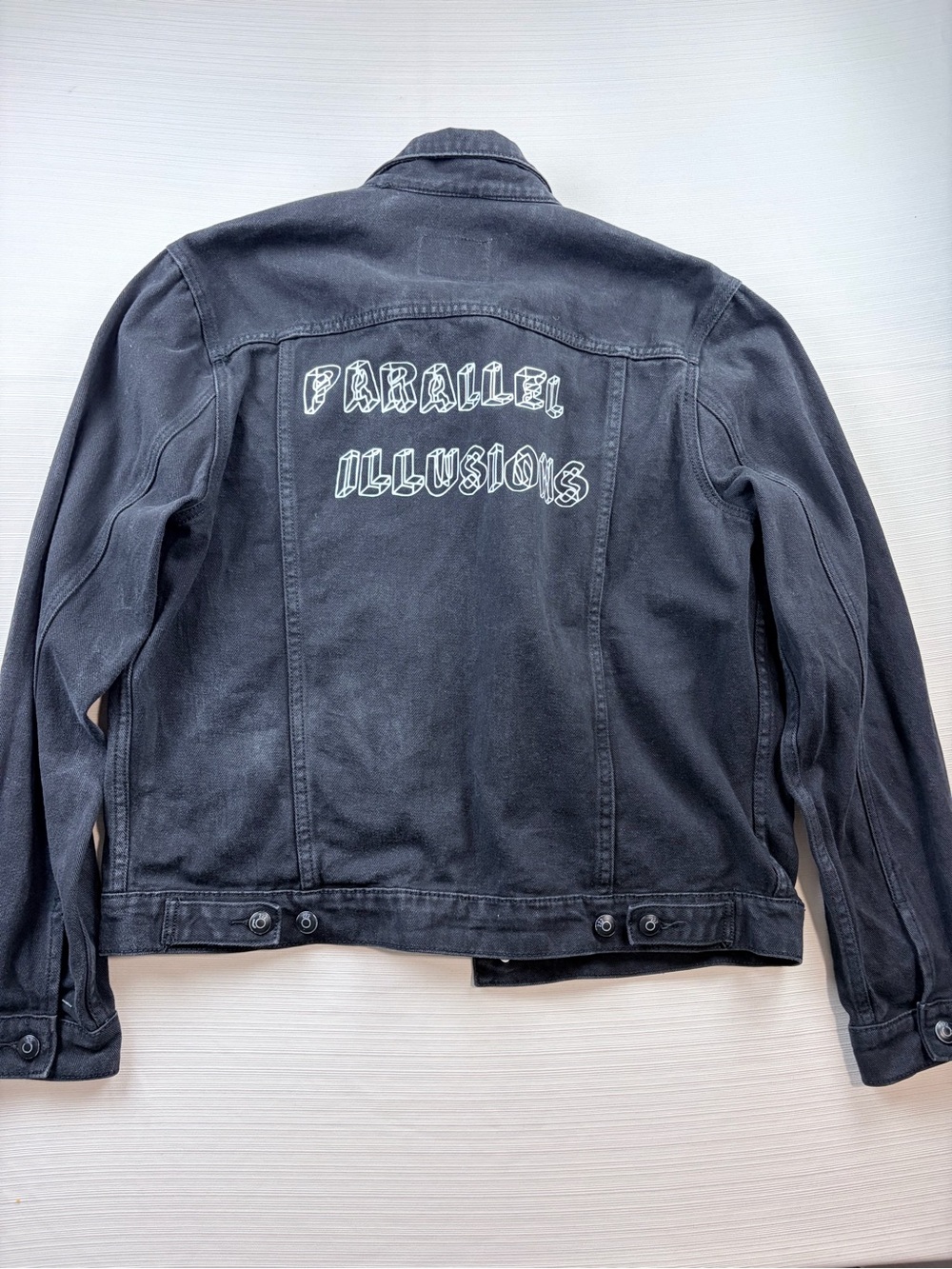 Adam Lavine Black 'Parallel Illusions' Denim Jacket - Men's Jacket & Coat